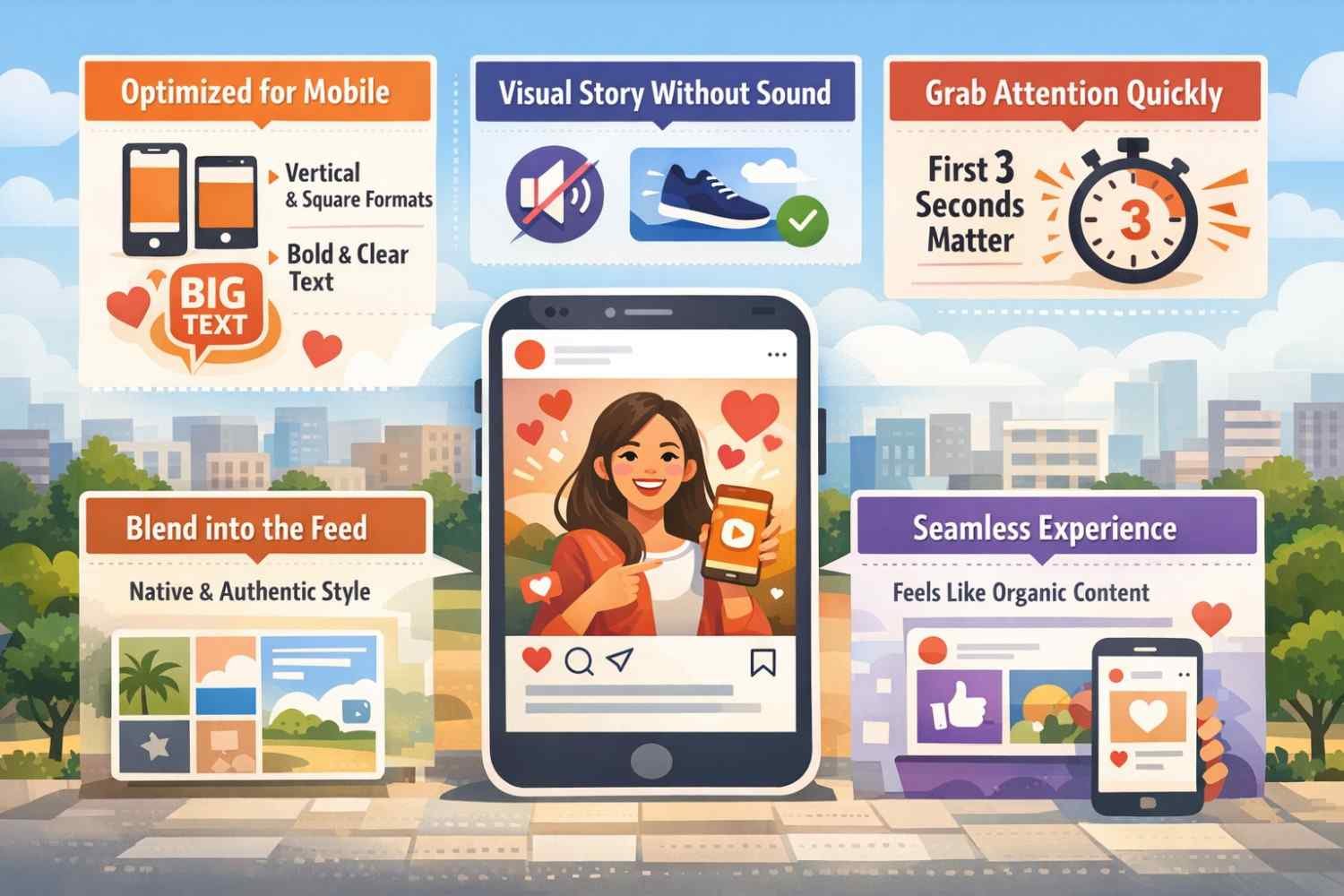 An Infographic image showing the importance of a Meta Ads creative being mobile-friendly