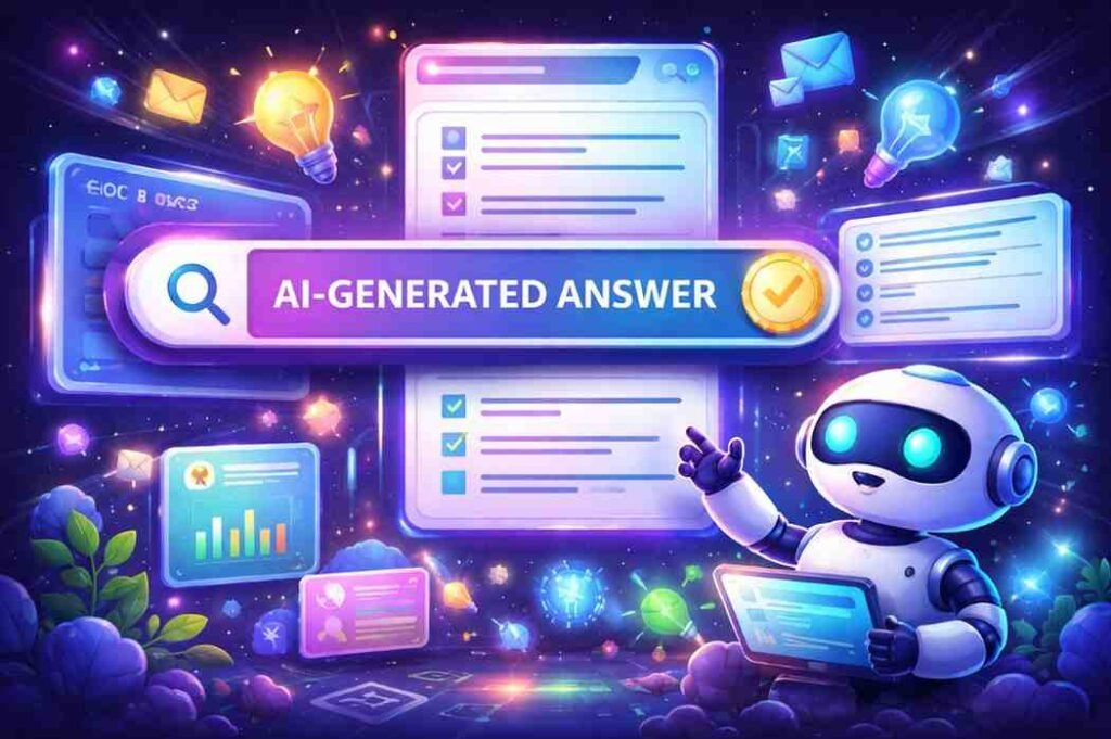 An Image showing the trend of AI-generated answers, AEO on web